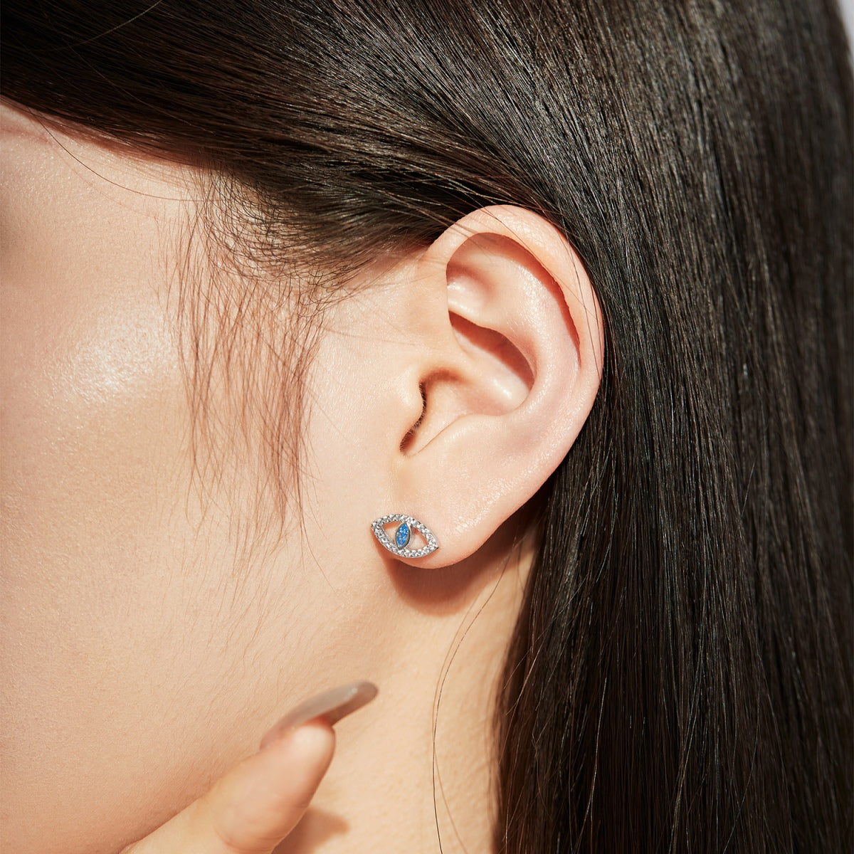 [RAFFINE]Pendientes huecos con ojos de diablo azul