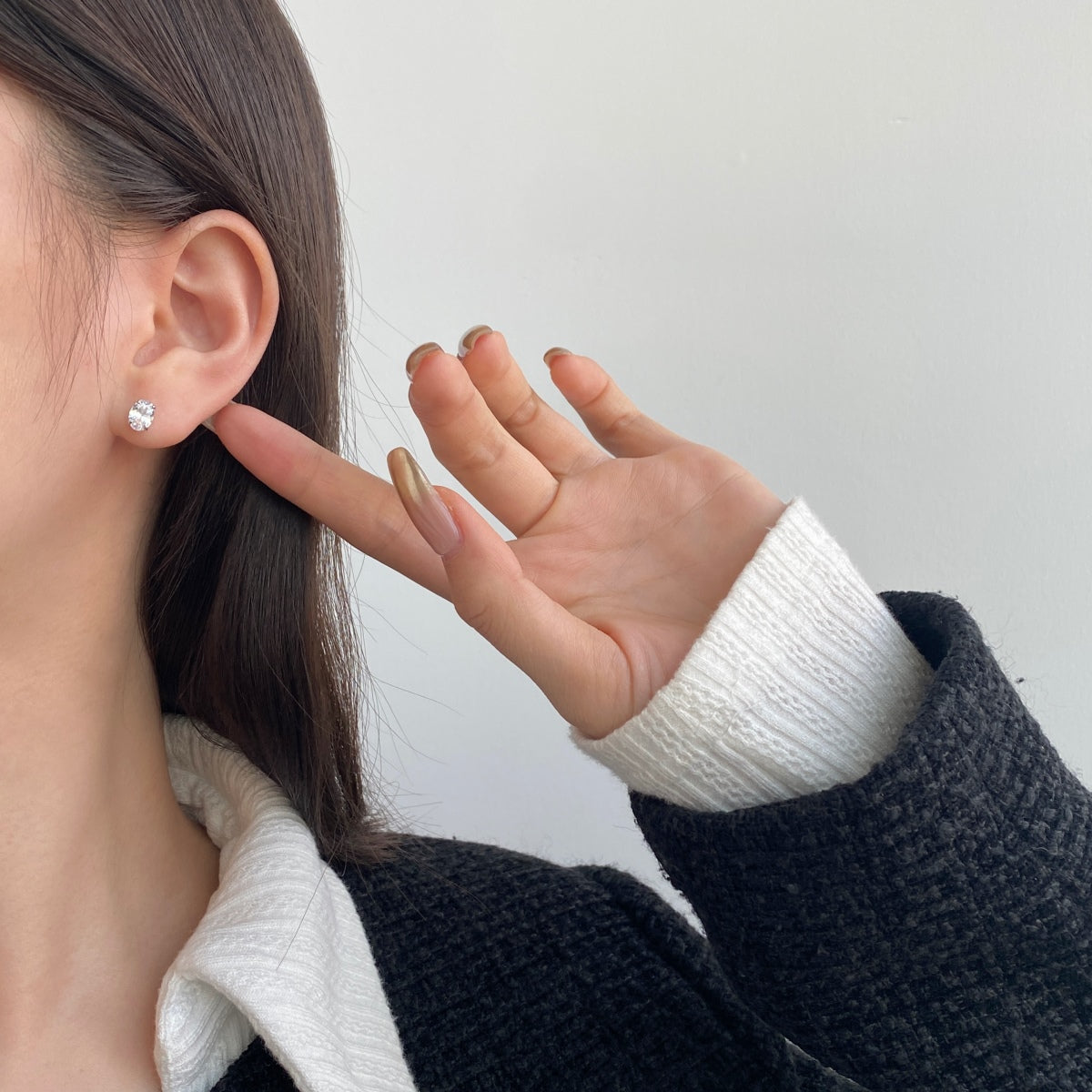 [RAFFINE]Pendientes ovalados clásicos, elegantes y dignos