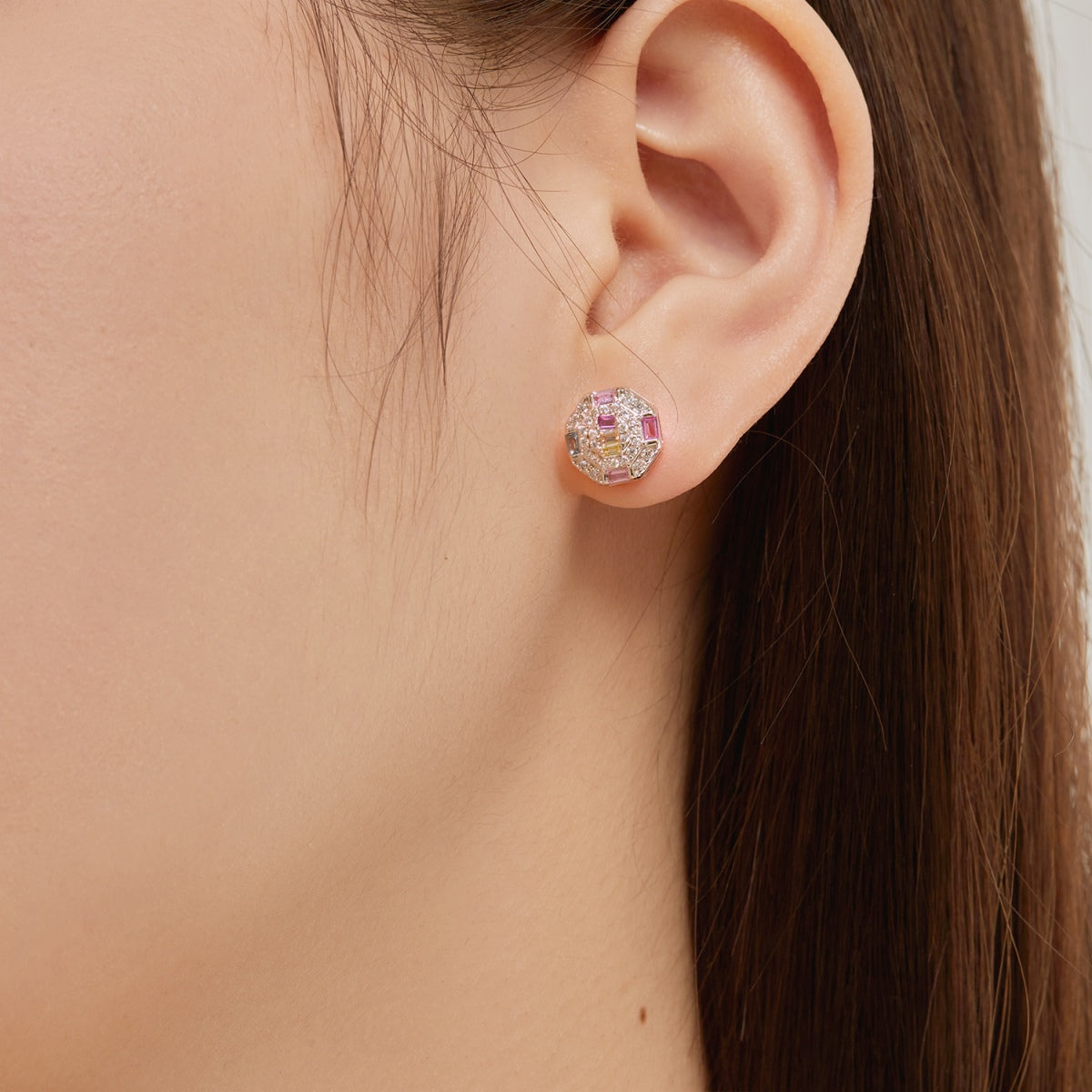 [RAFFINE]Pendientes diarios adornados con forma de octágono colorido