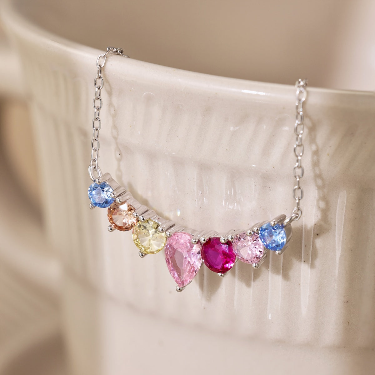 [RAFFINE]Dainty Colorful Heart Necklace
