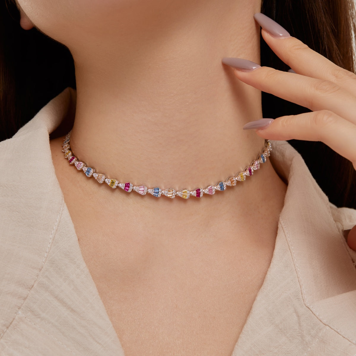 [RAFFINE]Collar de arcoíris radiante y colorido
