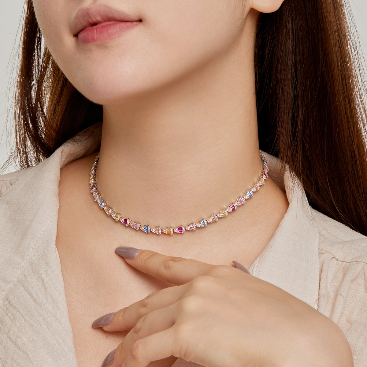 [RAFFINE]Collar de arcoíris radiante y colorido