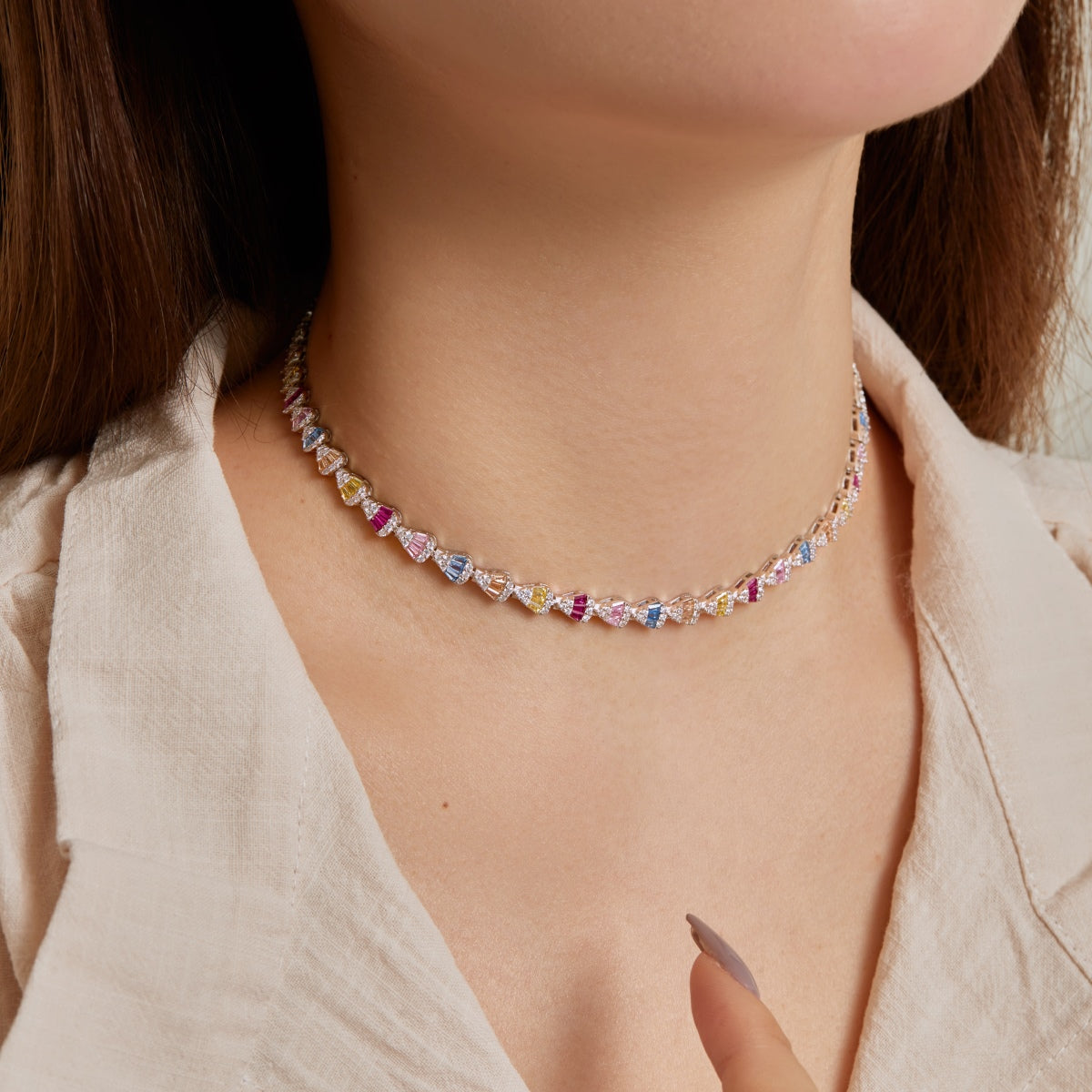 [RAFFINE]Collar de arcoíris radiante y colorido