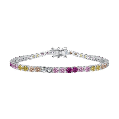 [RAFFINE]Radiant Colorful Round Cut Tennis Bracelet