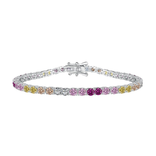 [RAFFINE]Radiant Colorful Round Cut Tennis Bracelet