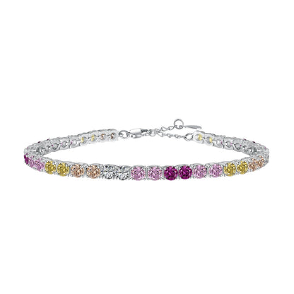 [RAFFINE]Radiant Colorful Round Cut Tennis Bracelet