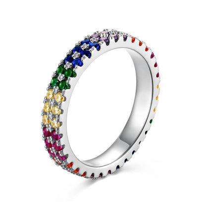 [RAFFINE]Unique Colorful Round Cut Tennis Ring