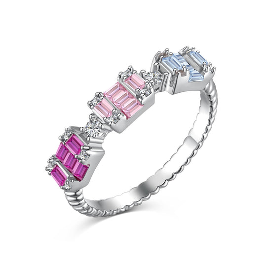 [RAFFINE]Unique Colorful Emerald Cut Party Ring