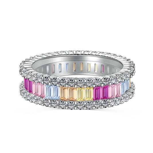 [RAFFINE]Dainty Kaleidoscopic Emerald Cut Daily Ring