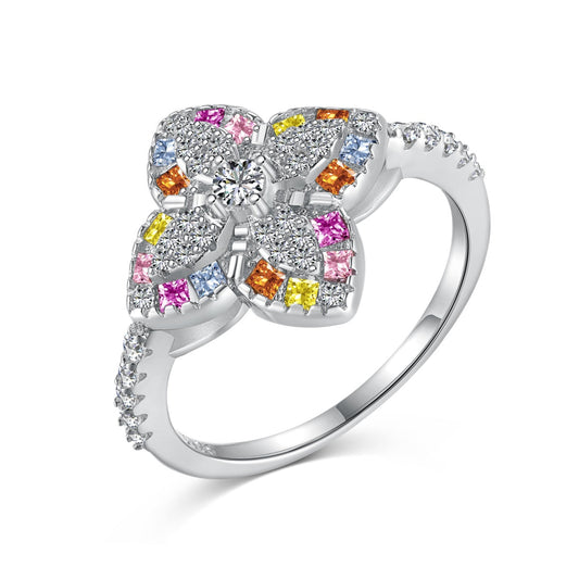 [RAFFINE]Luxurious Colorful Flower Shape Banquet Ring