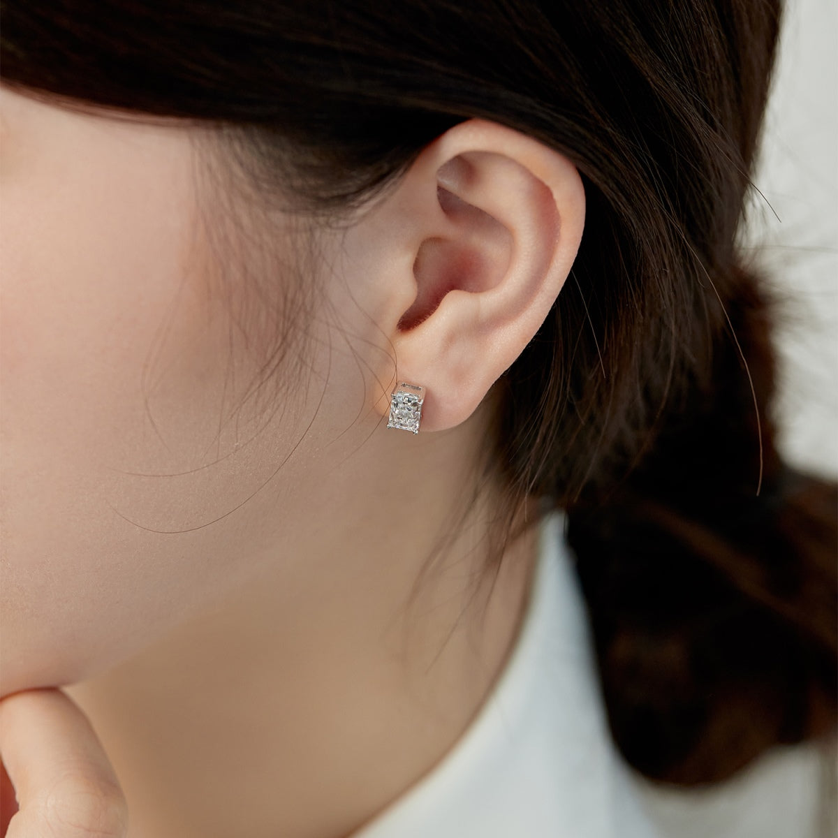 [RAFFINE]Radiant Luxurious Princess Cut Daily Earrings