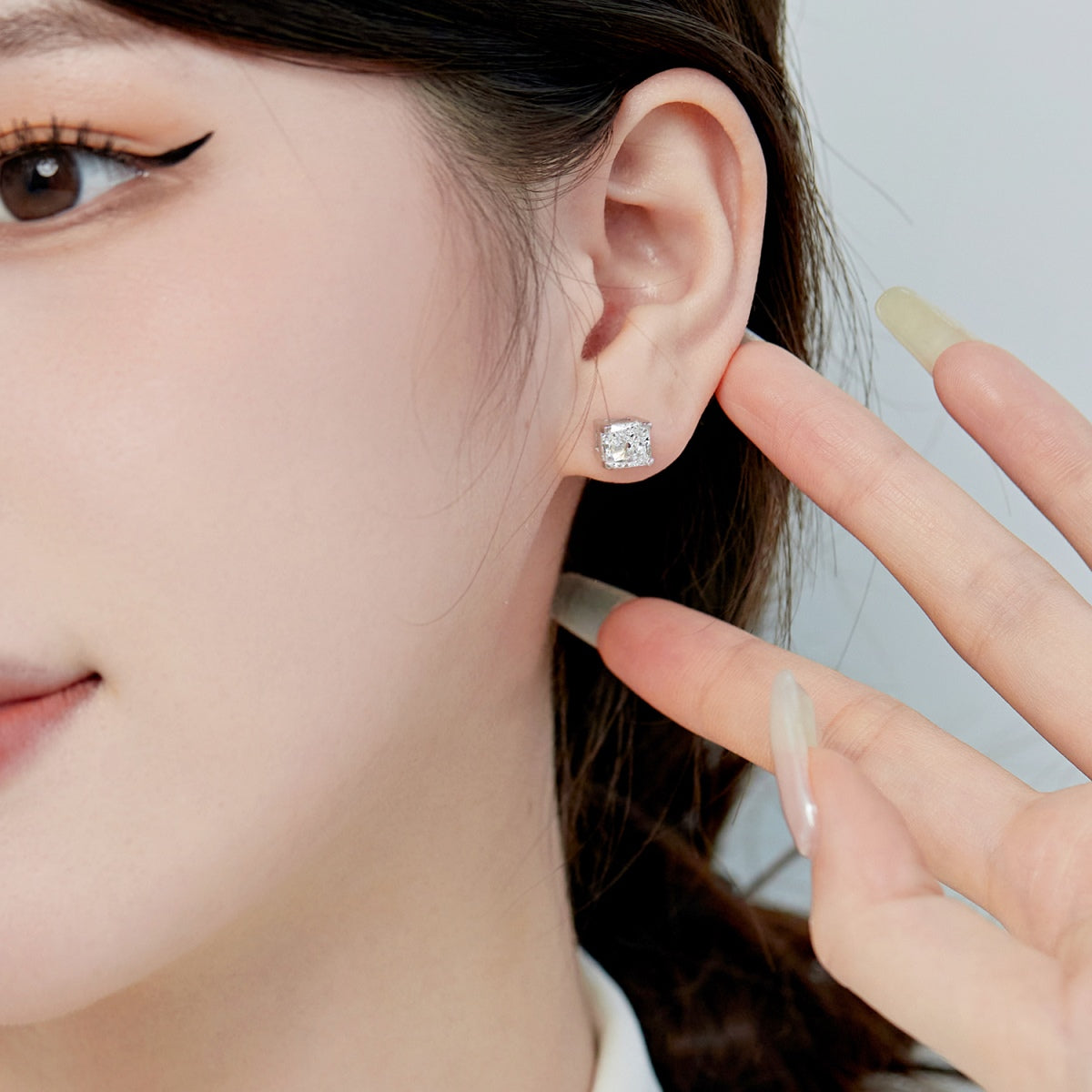 [RAFFINE]1.0 Carat Radiant Princess Cut Wedding Earrings