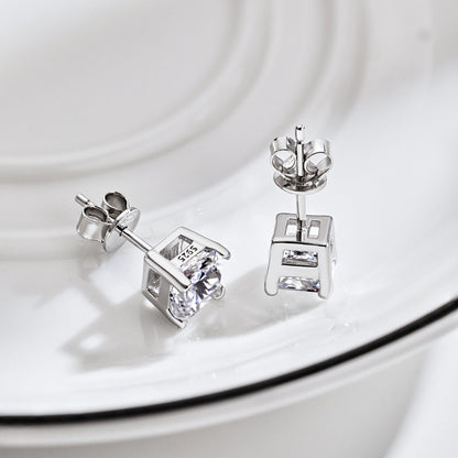 [RAFFINE]1.0 Carat Radiant Princess Cut Wedding Earrings
