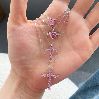 [RAFFINE]Collar con colgante de piedra principal en forma de corazón para clavícula