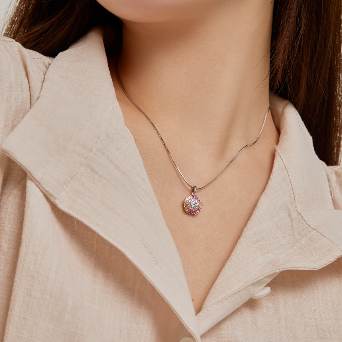 [RAFFINE]Charming Flower Colorful Necklace