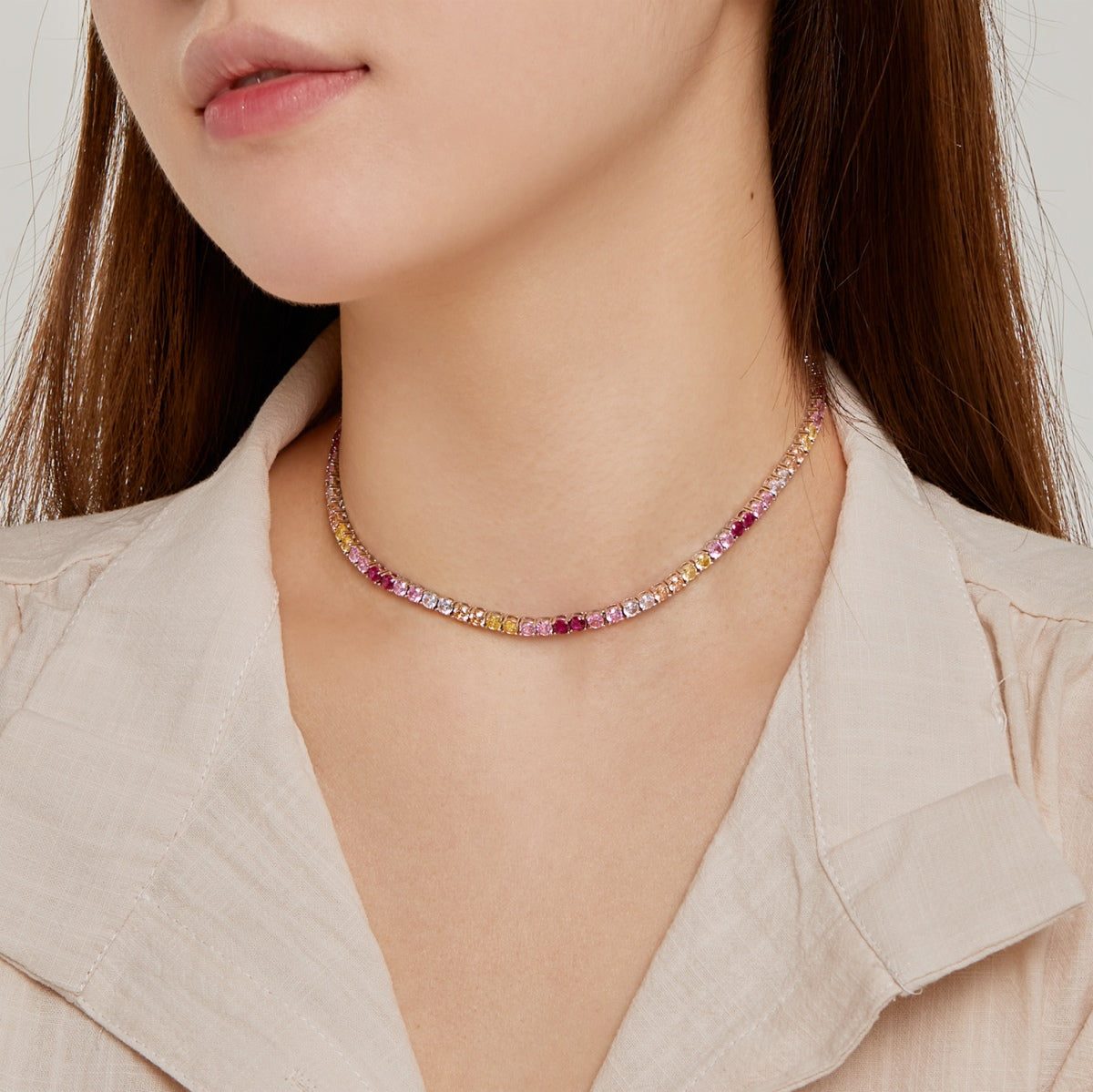 [RAFFINE]Delicado collar de tenis colorido