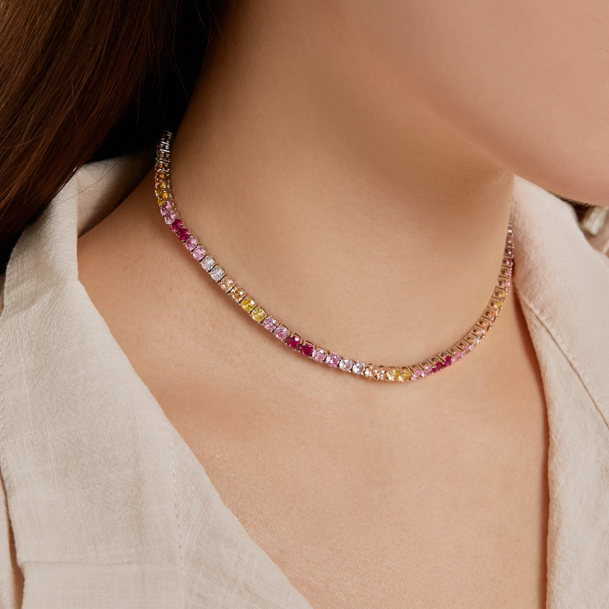 [RAFFINE]Delicado collar de tenis colorido