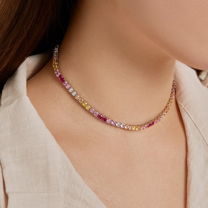 [RAFFINE]Delicado collar de tenis colorido