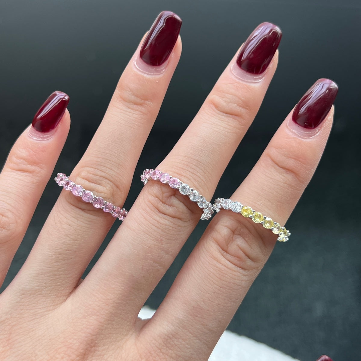 [RAFFINE]Sparkling Round Cut Tennis Ring