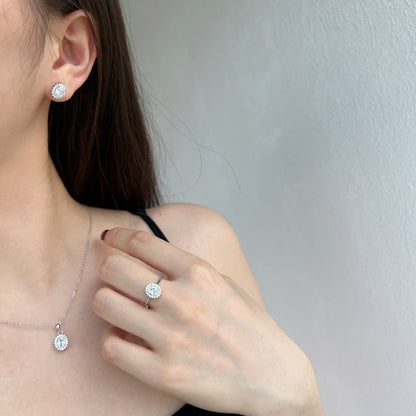 [RAFFINE] Delicados pendientes de corte ovalado radiante para uso diario