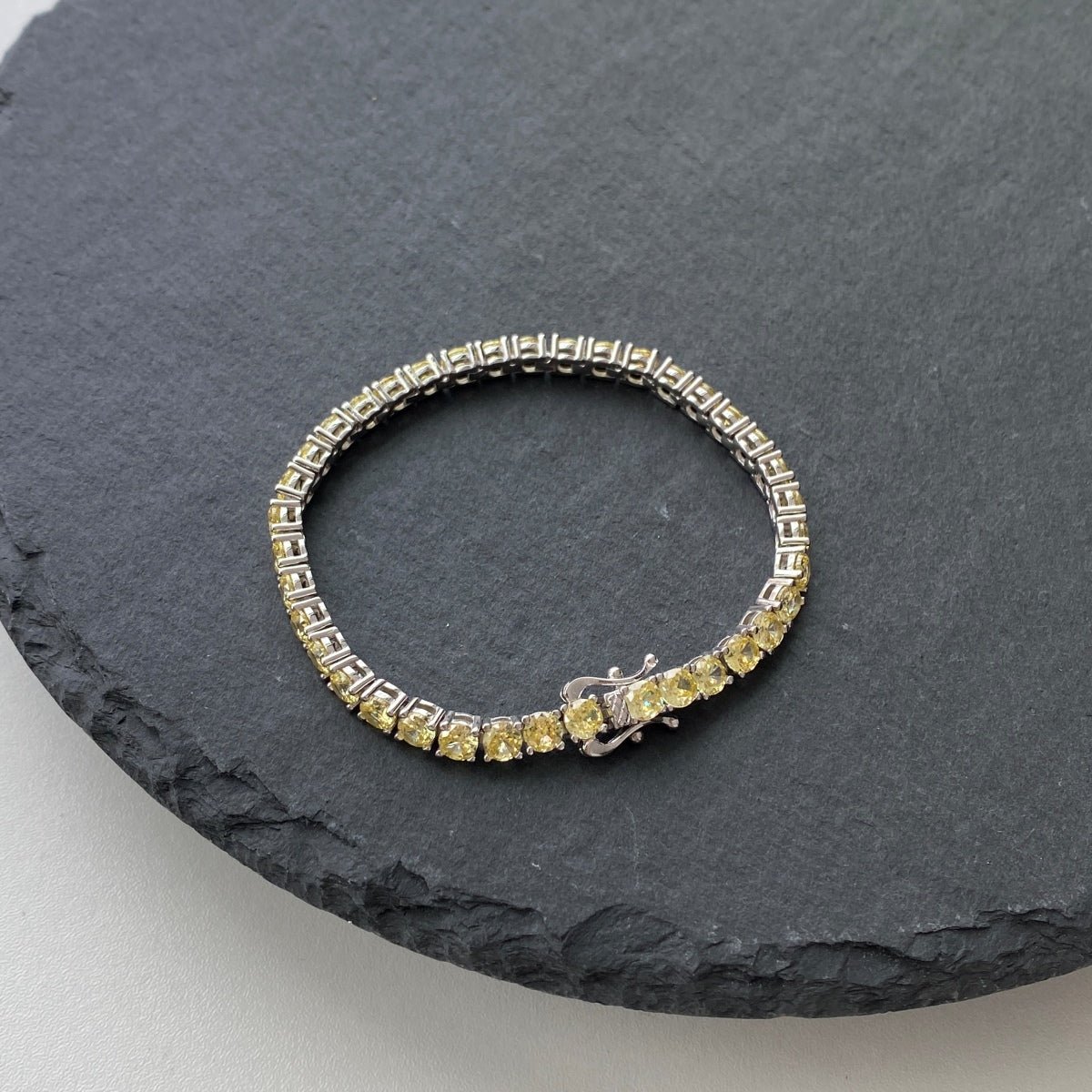 [RAFFINE]Pulsera de tenis con corte redondo deslumbrante y ornamentada