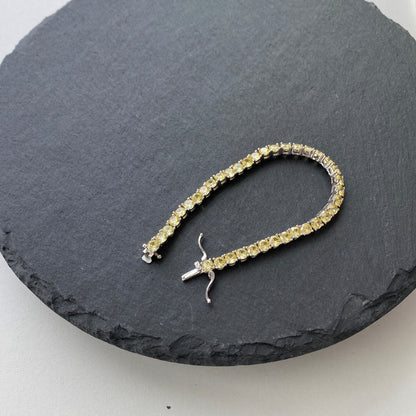 [RAFFINE]Pulsera de tenis con corte redondo deslumbrante y ornamentada