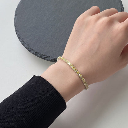 [RAFFINE]Pulsera de tenis con corte redondo deslumbrante y ornamentada