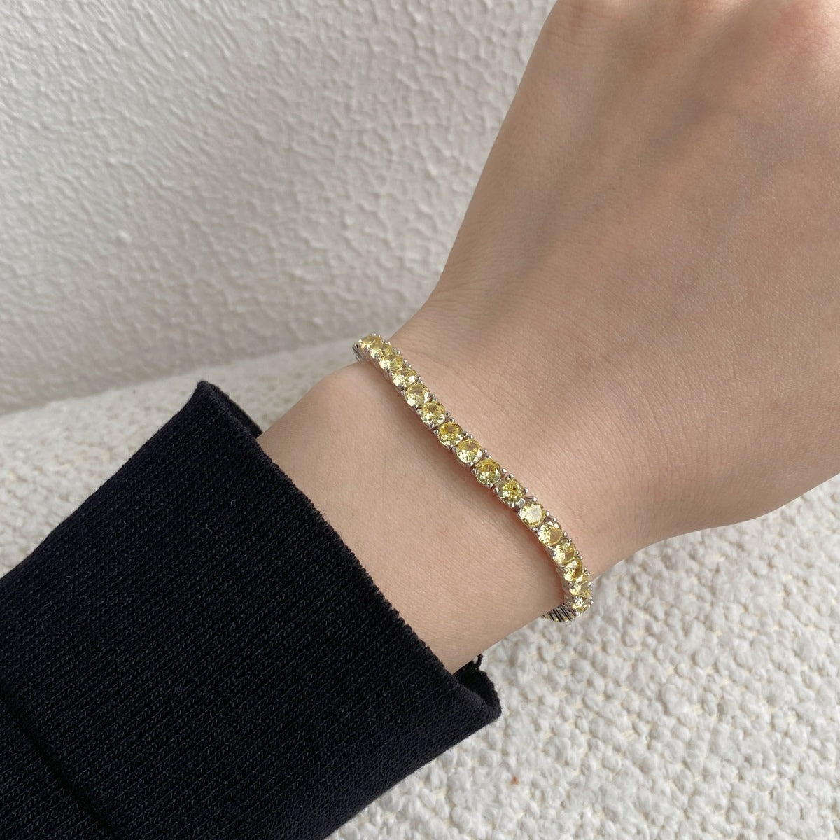 [RAFFINE]Pulsera de tenis con corte redondo deslumbrante y ornamentada