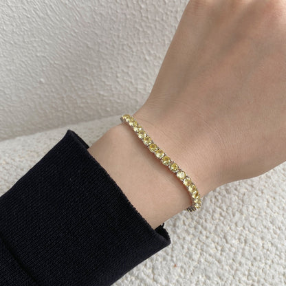 [RAFFINE]Pulsera de tenis con corte redondo deslumbrante y ornamentada