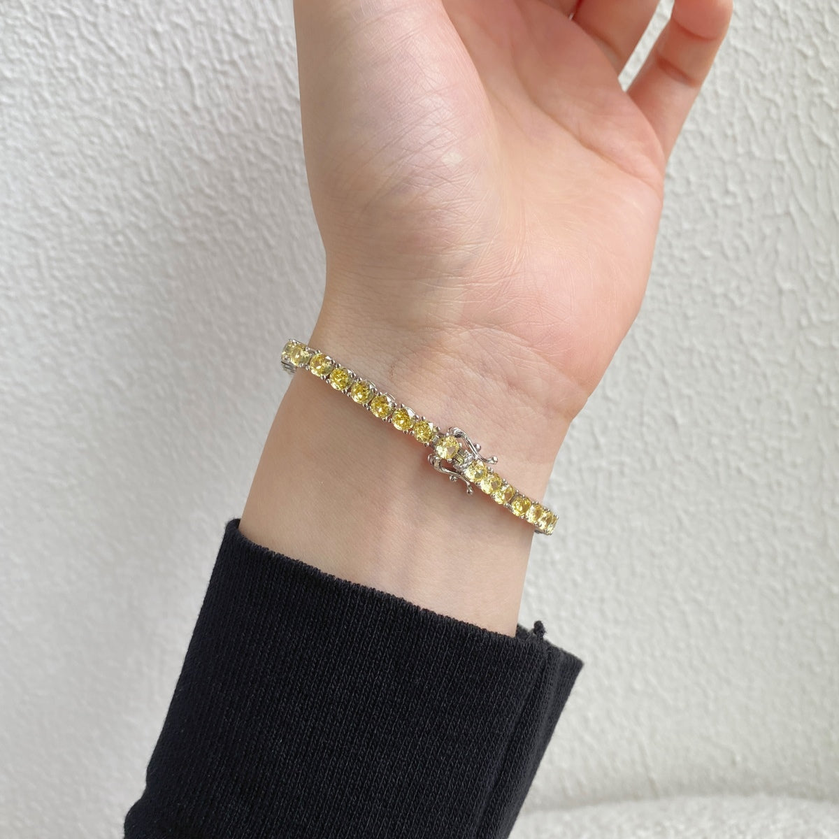 [RAFFINE]Pulsera de tenis con corte redondo deslumbrante y ornamentada