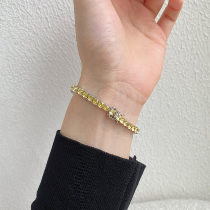 [RAFFINE]Pulsera de tenis con corte redondo deslumbrante y ornamentada