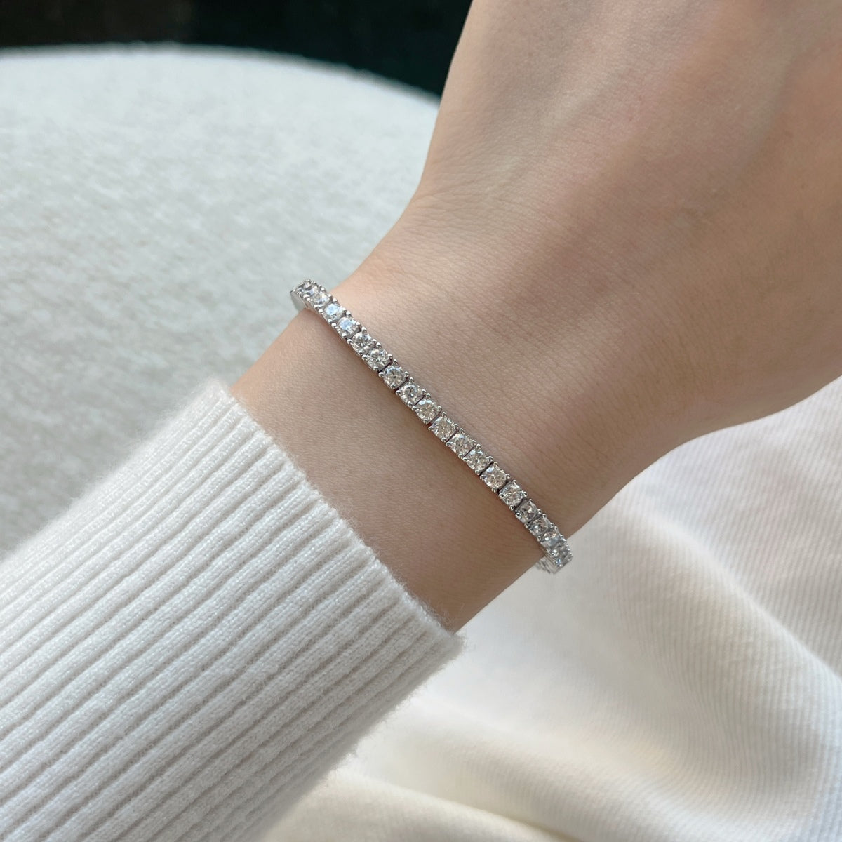 [RAFFINE]Dainty Charming Round Cut Tennis Bracelet