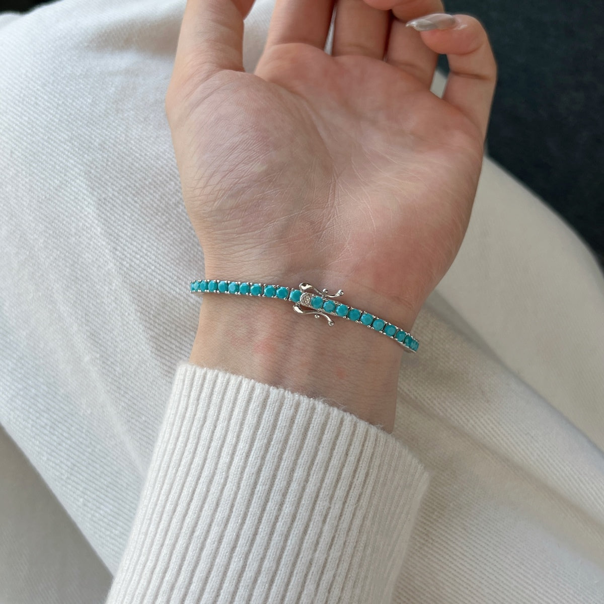 [RAFFINE]Dainty Charming Round Cut Tennis Bracelet