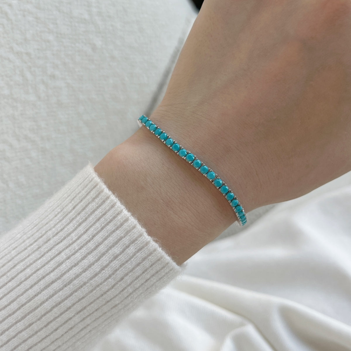 [RAFFINE]Dainty Charming Round Cut Tennis Bracelet