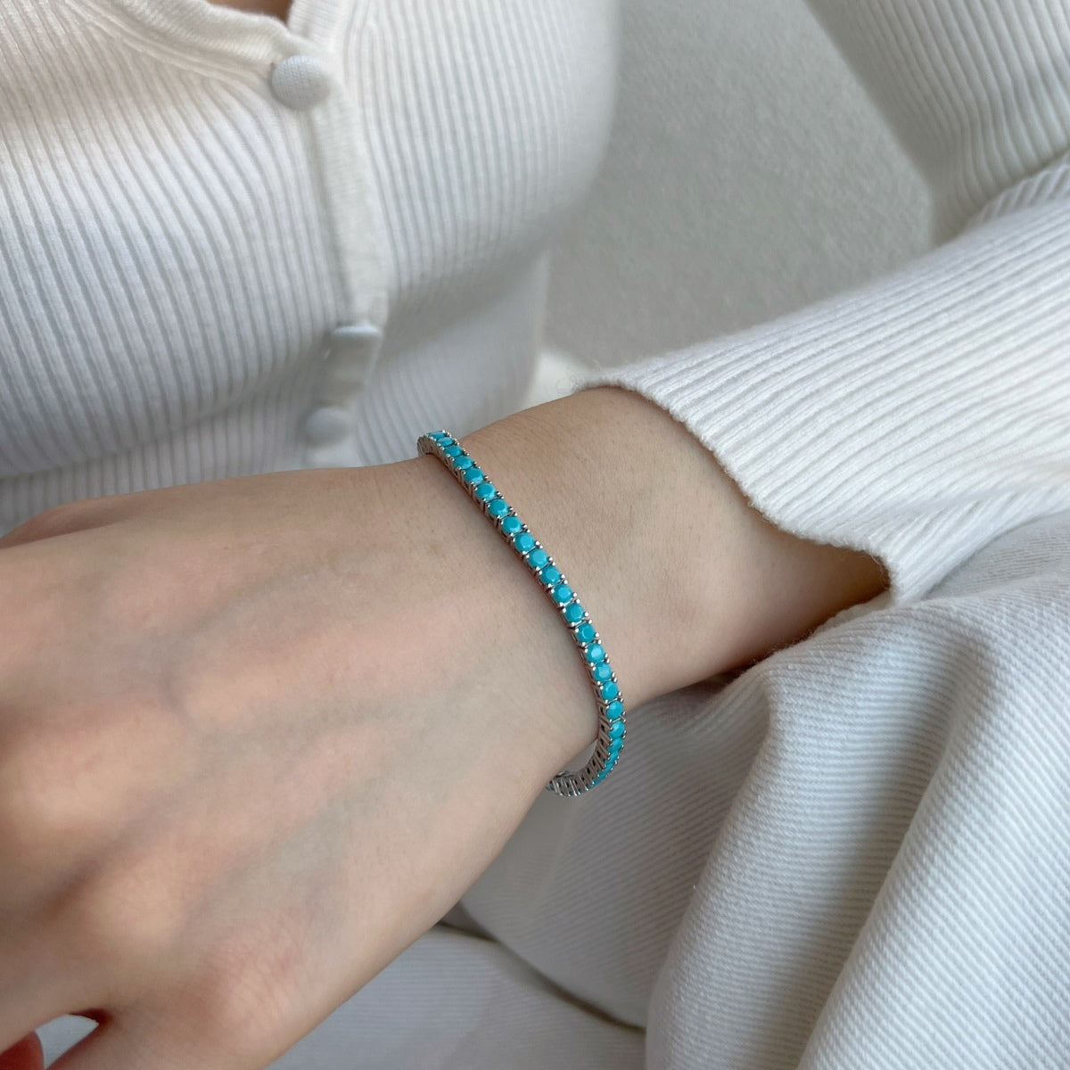 [RAFFINE]Dainty Charming Round Cut Tennis Bracelet