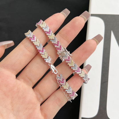 [RAFFINE]Pulsera de fiesta adornada con corte redondo brillante