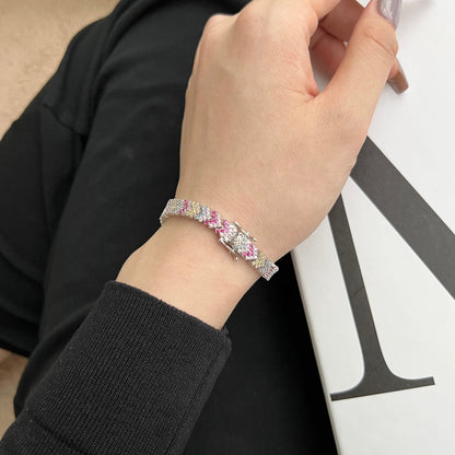 [RAFFINE]Pulsera de fiesta adornada con corte redondo brillante