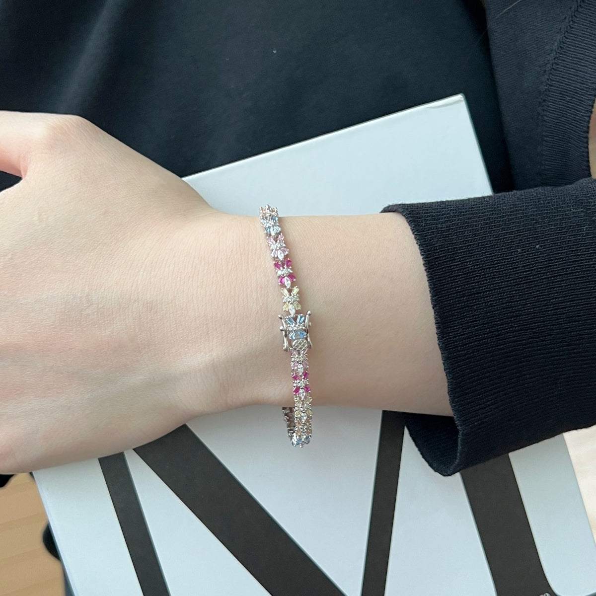 [RAFFINE] Pulsera de fiesta con corte esmeralda radiante y colorido