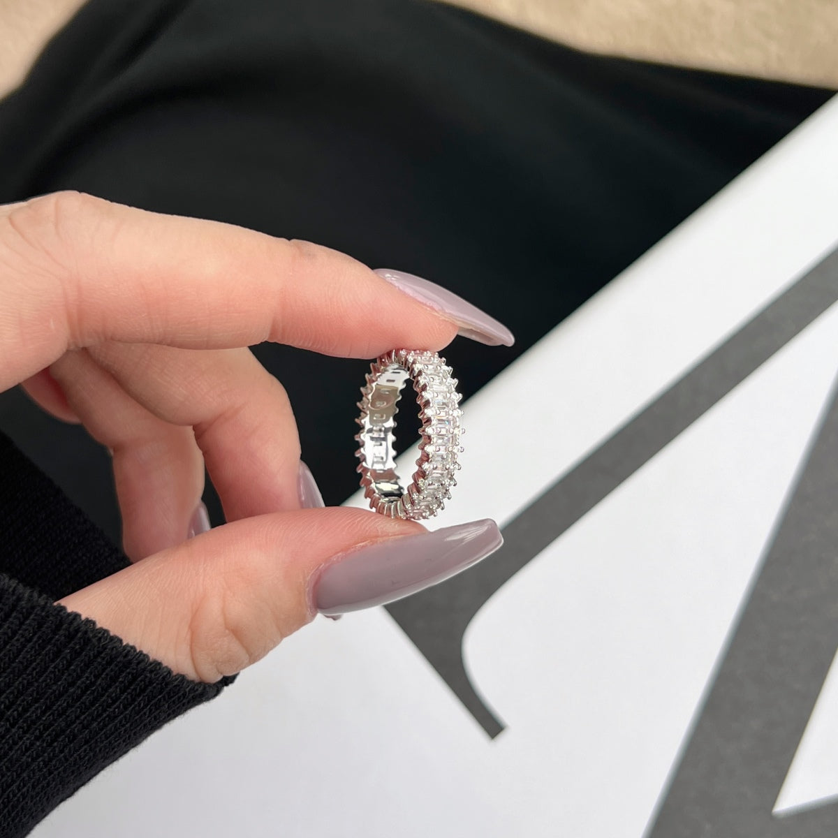[RAFFINE]Splashy Ornate Emerald Cut Cocktail Ring