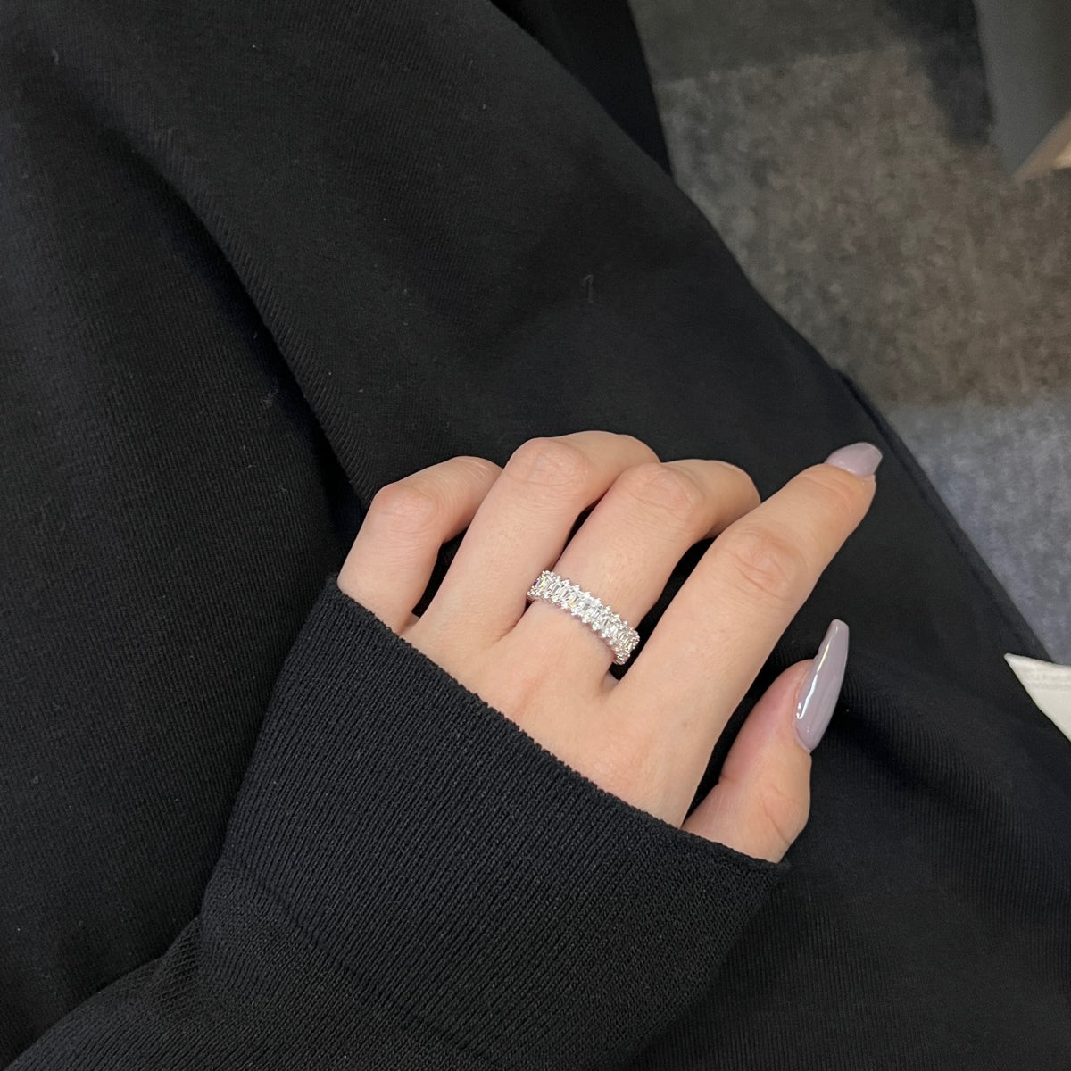 [RAFFINE]Splashy Ornate Emerald Cut Cocktail Ring