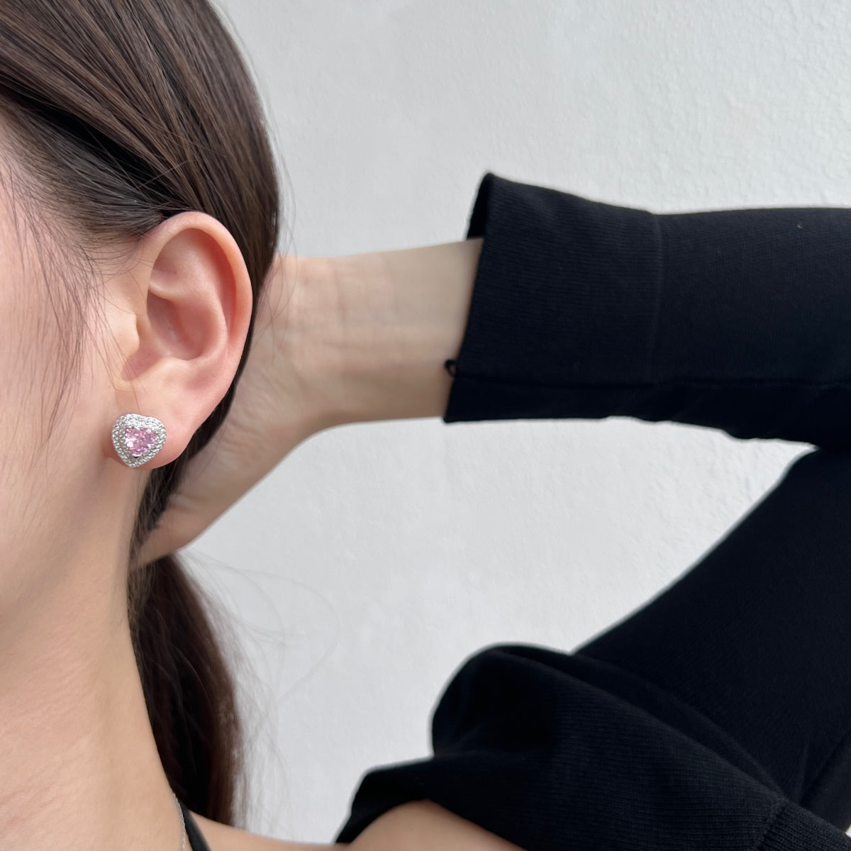 [RAFFINE] Pendientes deslumbrantes con forma de corazón para enamorados