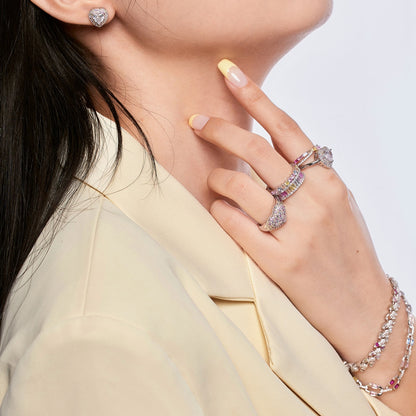 [RAFFINE]Delicate Ebullient Heart Shape Wedding Ring