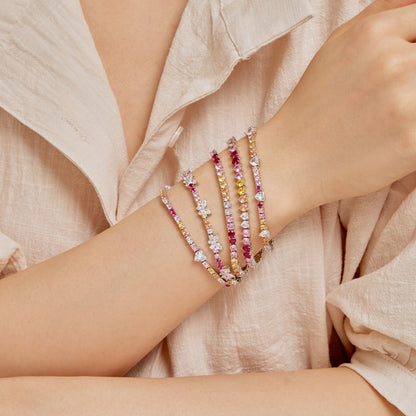 [RAFFINE]Romantic Heart Shape Round Cut Lover Bracelet