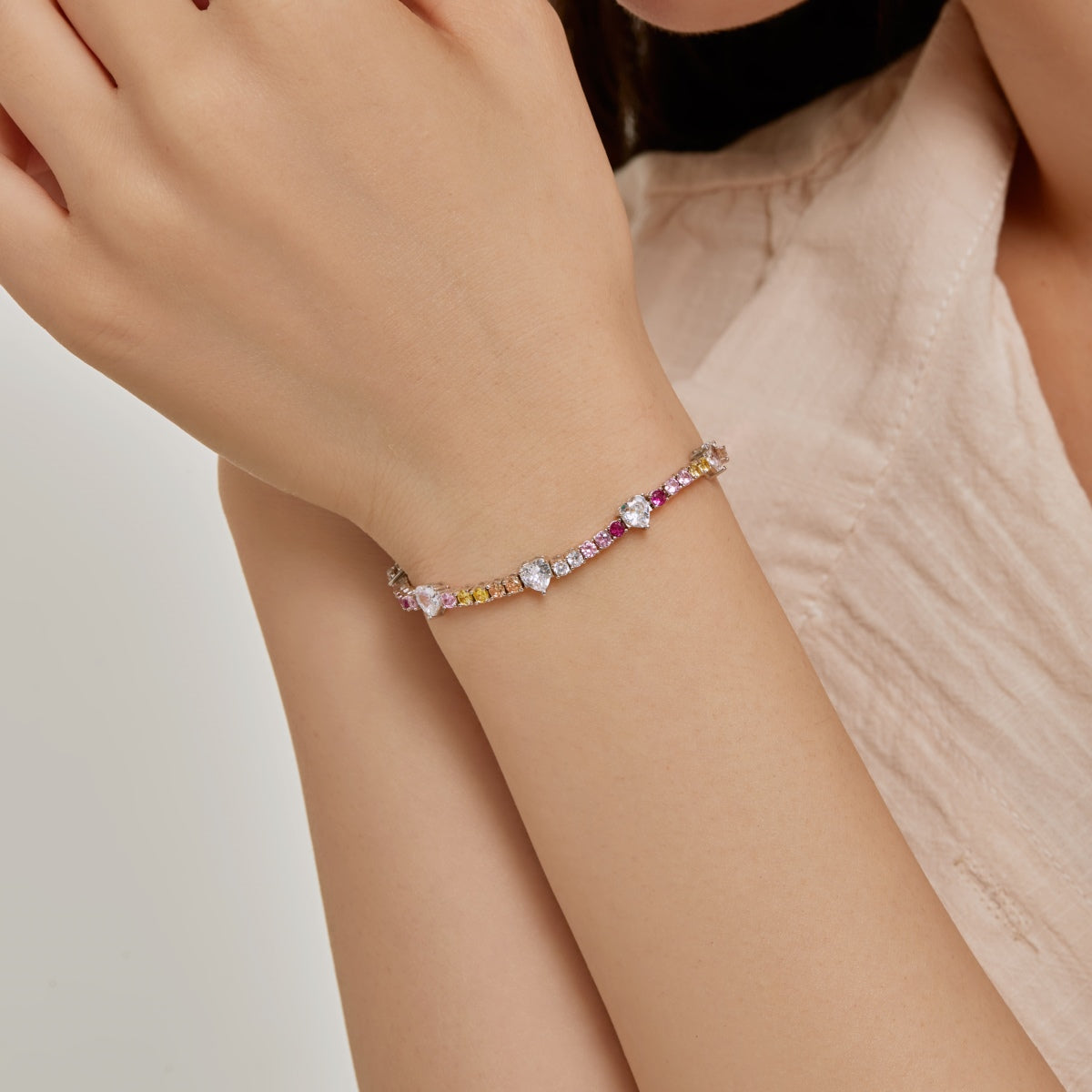 [RAFFINE]Romantic Heart Shape Round Cut Lover Bracelet