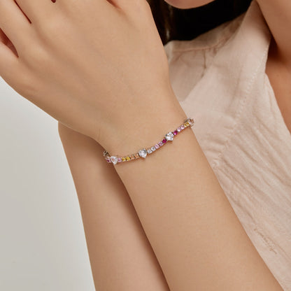 [RAFFINE]Romantic Heart Shape Round Cut Lover Bracelet