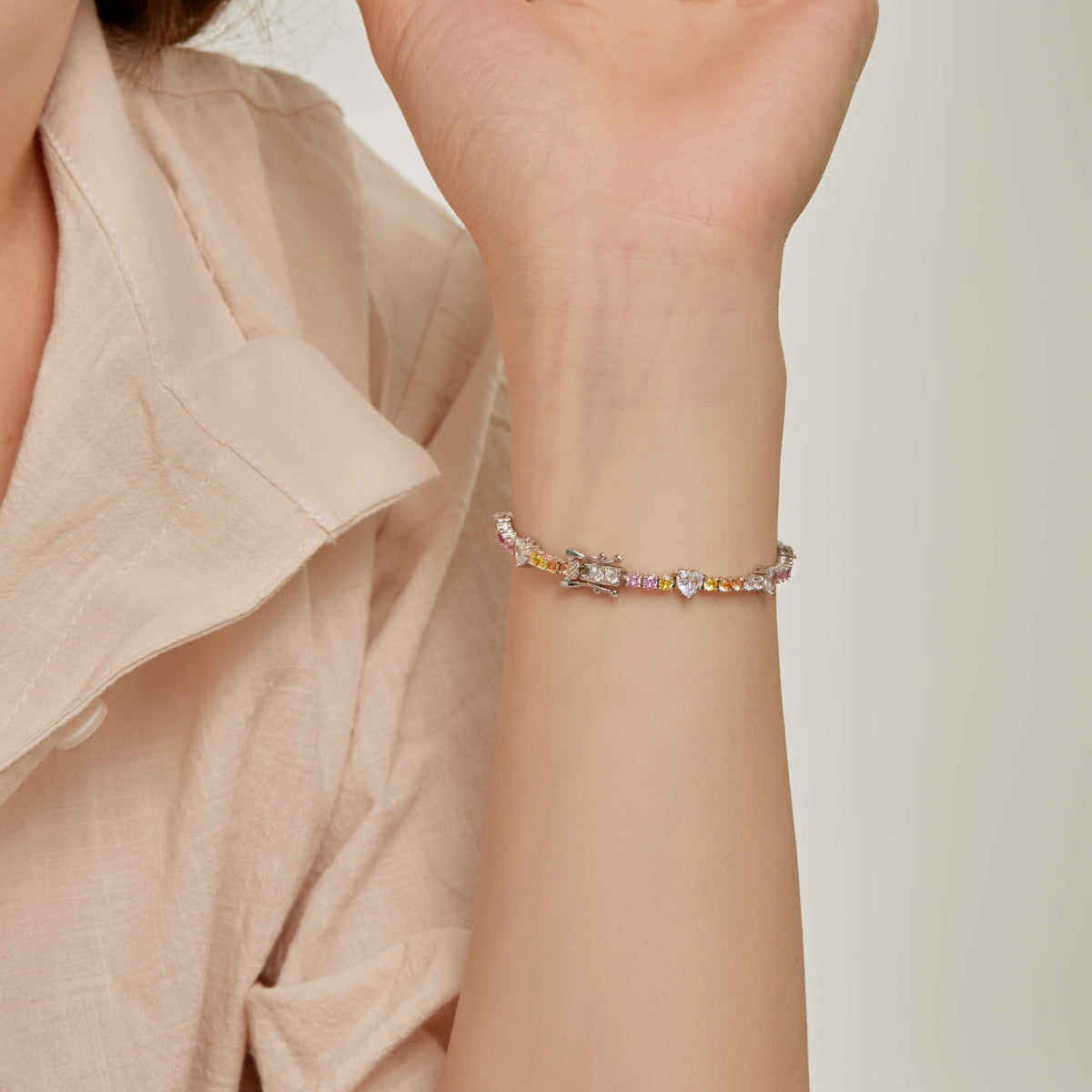 [RAFFINE]Romantic Heart Shape Round Cut Lover Bracelet