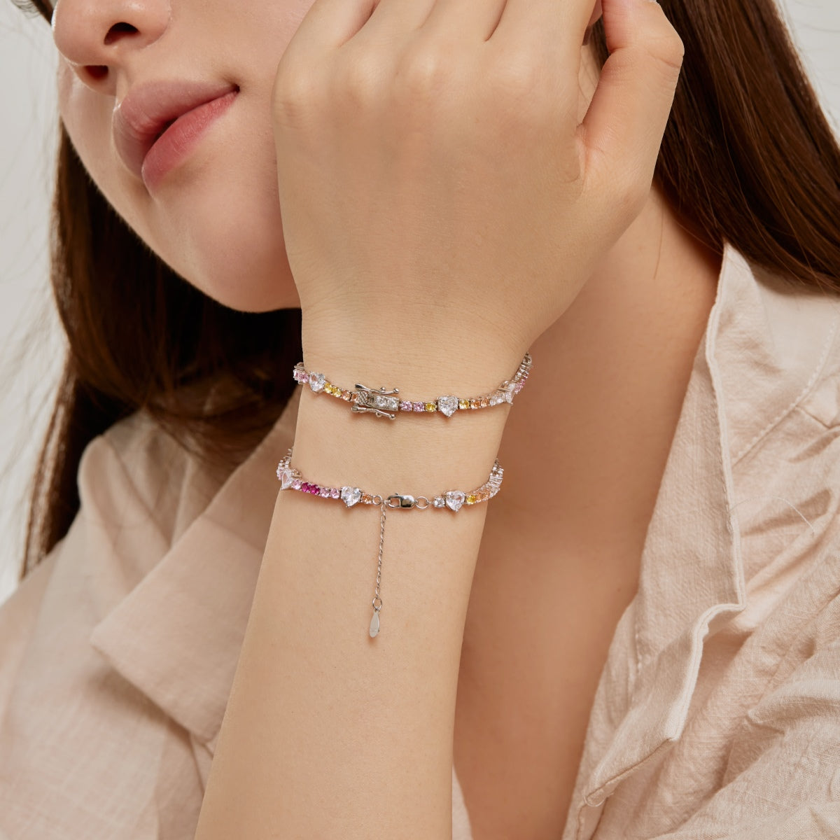 [RAFFINE]Romantic Heart Shape Round Cut Lover Bracelet