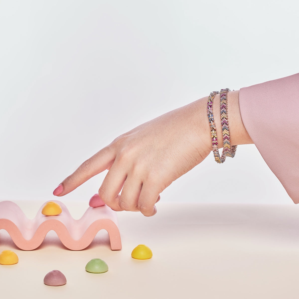 [RAFFINE]Pulsera de fiesta adornada con corte redondo brillante