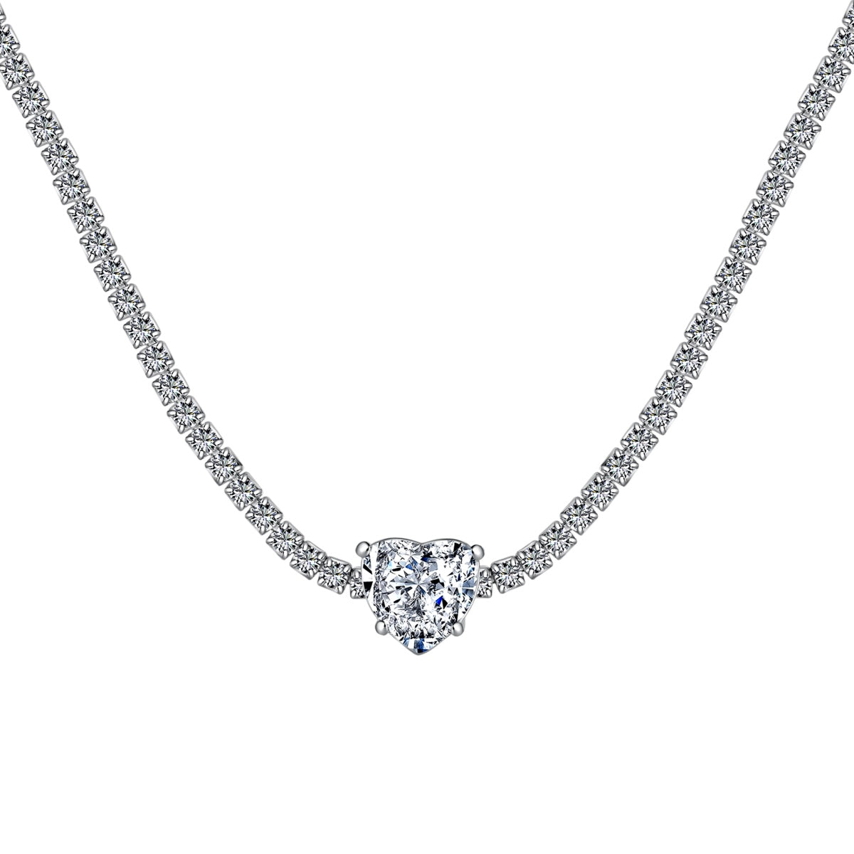 [RAFFINE]Collar de tenis brillante de 2,0 quilates con corte de corazón