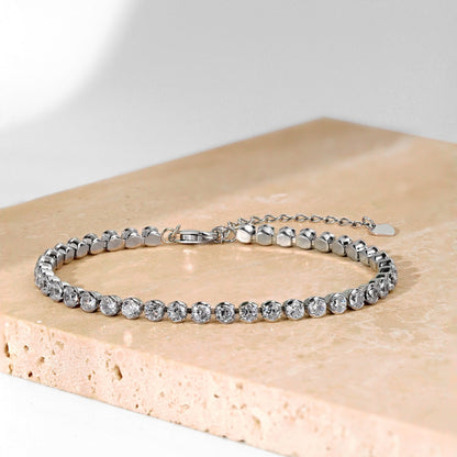 [RAFFINE]Dazzling Sparkling Round Cut Daily Bracelet